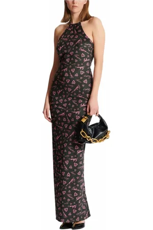 Balmain Kjole, Dame, Flerfarvet, M, Polyester, Lang kjole med Crush print