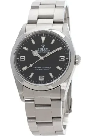 Rolex Pre-owned, Herre, Sort, ONE SIZE, Tyl, Pre-owned Rustfrit stal watches