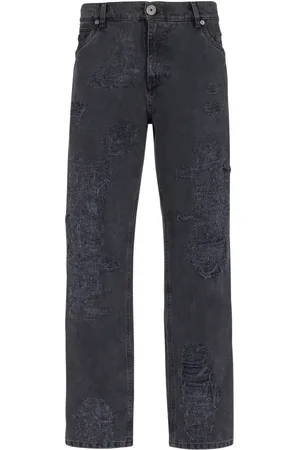 Balmain Jeans, Herre, Sort, W30, Bomuld, Straight Distressed Repaired Jeans