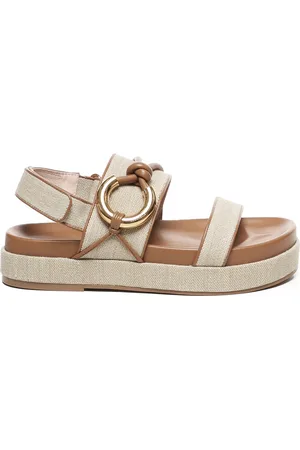 Coccinelle Sko, Dame, , 41 EU, Læder, Sandaler i lærred og læder med metal detalje