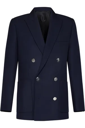 Balmain Jakke, Herre, Blå, XL, Uld, Navy Double-Breasted Blazer