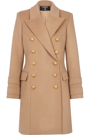 Balmain Frakke, Dame, Brun, M, Uld, Uld og kashmirfrakke