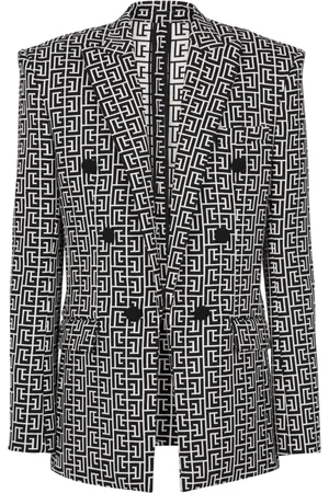 Balmain Jakke, Herre, Sort, M, Oversized monogrammet blazer