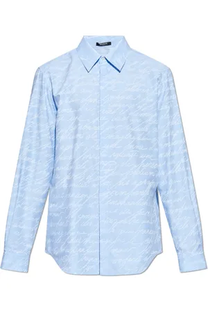 Balmain Skjorte, Herre, Blå, L, Bomuld, Love Letter Langærmet Skjorte