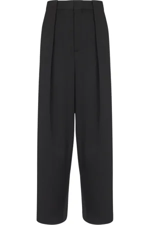 Balmain Bukser, Dame, Sort, XS, Uld, Plisserede grain de poudre bukser