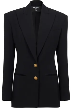 Balmain Jakke, Dame, Sort, 2XS, Uld, Jakke med snøreliv og 2 knapper