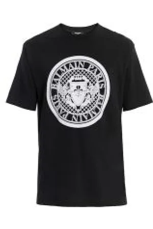 Balmain Top, Herre, Sort, L, Sort Crew Neck T-shirts og Polos