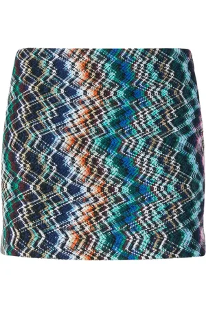 Missoni Nederdel, Dame, Flerfarvet, S, Bomuld, Zigzag Uld-Bomuld Nederdel