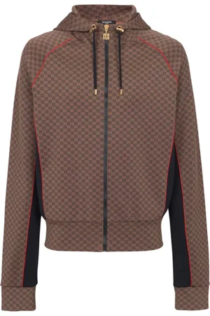 Balmain Sweathshirts & Hoodies, Herre, Brun, S, Mini monogram tracksuit jakke