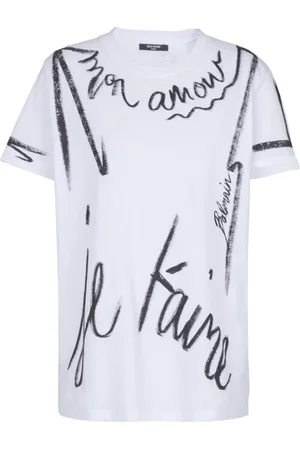 Balmain Top, Dame, Hvid, M, Bomuld, Sort T-shirt og Polo til Kvinder