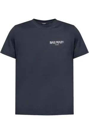 Balmain Top, Herre, Blå, XL, Navy Logo T-shirt
