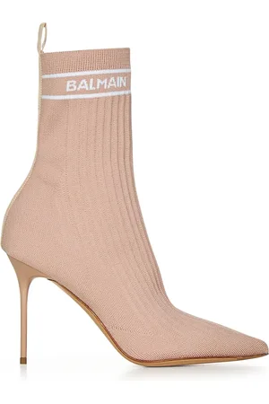 Balmain Sko, Dame, Lyserød, 39 EU, Lyserosa Ankelstøvler med Logo Jacquard