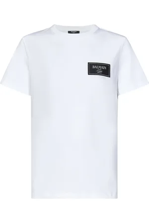 Balmain Top, Herre, Hvid, XL, Bomuld, Hvid Bomuld Jersey Crewneck T-Shirt