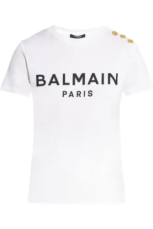 Balmain Top, Dame, Hvid, 2XS, Bomuld, T-shirt med logo