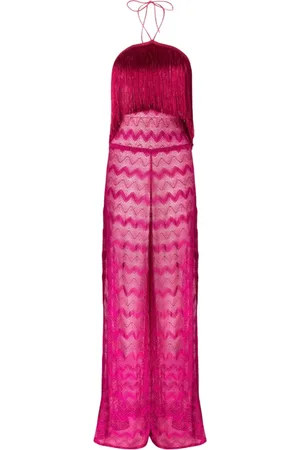 Missoni Jumpsuits & Playsuits, Dame, Lyserød, XS, Zigzag Frynse Jumpsuit Bukser