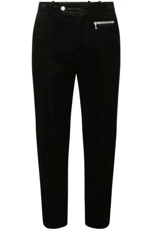 Balmain Bukser, Herre, Sort, S, Bomuld, Sort bomuldssuede bukser med beskåret længde
