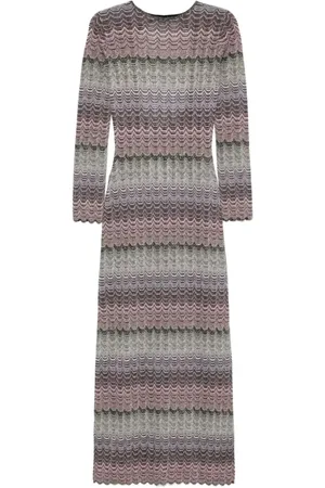 Missoni Kjole, Dame, Flerfarvet, 2XS, Zig Zag Lang Kjole med Ovalt Cut Out Ryg