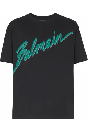Balmain Top, Herre, Sort, S, Bomuld, Brev flocked T-shirt