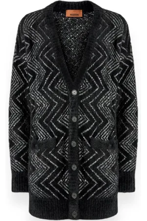 Missoni Strik, Dame, Sort, S, Polyester, Maxi Cardigan Sweater til Kvinder