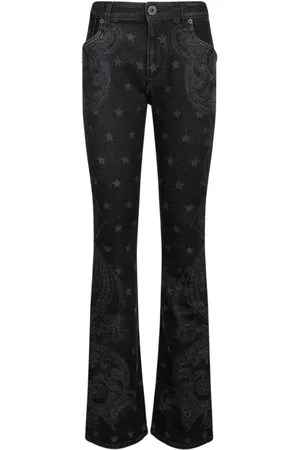 Balmain Jeans, Dame, Sort, XS, Denim, Sort stjerne og paisley print jeans