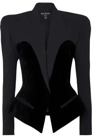 Balmain Jakke, Dame, Sort, XS, Bomuld, Tætsiddende bustier jakke