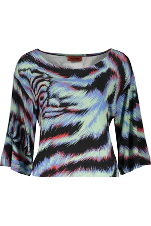 Missoni Bluser & Skjorter, Dame, Flerfarvet, M, Bomuld, Leopard Print Bomuld Bådudskæring Top