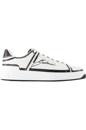 Balmain Sko, Herre, Hvid, 40 EU, Læder, Hvide Læder Court Sneakers