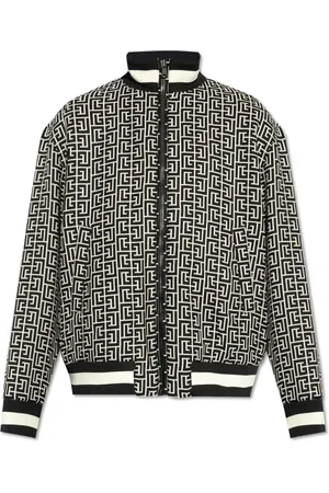 Balmain Jakke, Herre, Sort, XL, Bomuld, Vendbar jakke med monogram