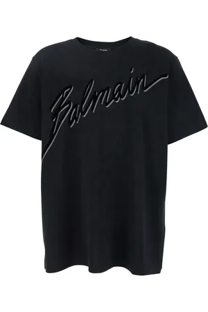 Balmain Top, Herre, Sort, XL, Bomuld, Sort Logo T-shirt Bomuld Mand