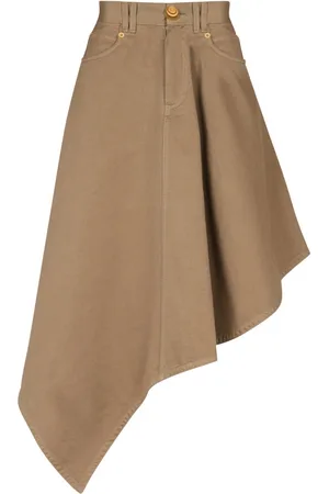 Balmain Nederdel, Dame, , S, Bomuld, Asymmetrisk plisseret nederdel i bomuldslerret