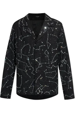 Balmain Skjorte, Herre, Sort, M, Uld, Skjorte med applikation