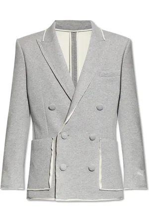 Balmain Jakke, Herre, Grå, 2XL, Bomuld, Double-breasted Blazer