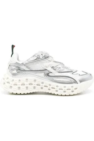Gucci Sko, Dame, Grå, 41 EU, Sølv Chunky Sole Lace-Up Sneakers