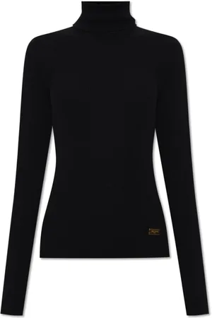 Balmain Strik, Dame, Sort, M, Uld, Uld turtleneck sweater