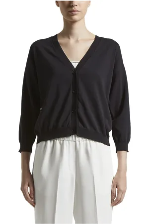 PESERICO SIGN Strik, Dame, Blå, 2XS, Bomuld, Ren bomuld crepe tricot cardigan
