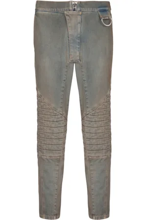 Balmain Jeans, Herre, Flerfarvet, W34, Bomuld, Ribbet bomuld slim-fit jeans