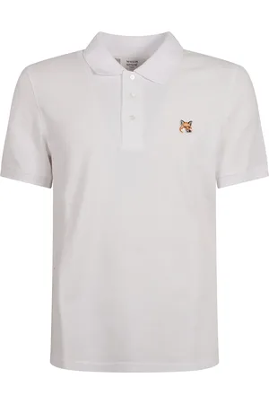 Maison Kitsuné Top, Herre, Hvid, M, Bomuld, Fox Head Patch Polo Hvid