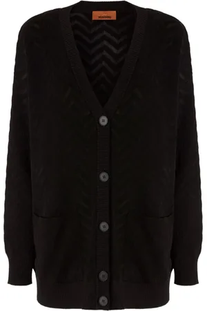 Missoni Strik, Dame, Sort, S, Sort Strik Cardigan Sweater