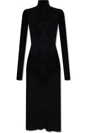 Balmain Kjole, Dame, Sort, XS, Gennemsigtig kjole med stående krave