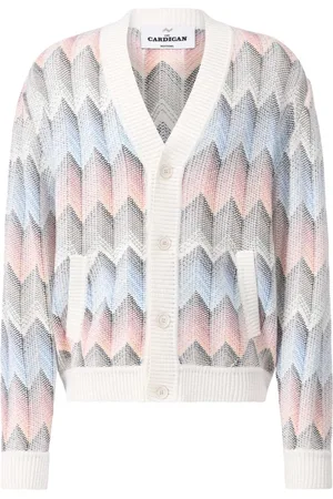 Missoni Strik, Herre, Flerfarvet, 3XL, Farverig Zig-Zag Cardigan