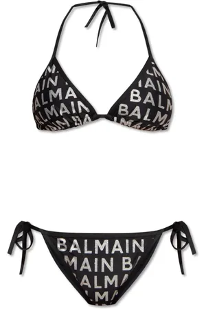 Balmain Badetøj, Dame, Sort, L, Bikini med logo-print