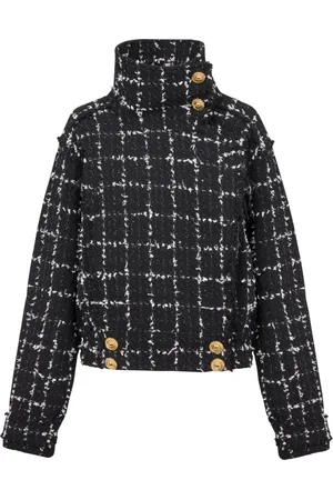 Balmain Jakke, Dame, Sort, M, Tweed, Tweed bomber jakke