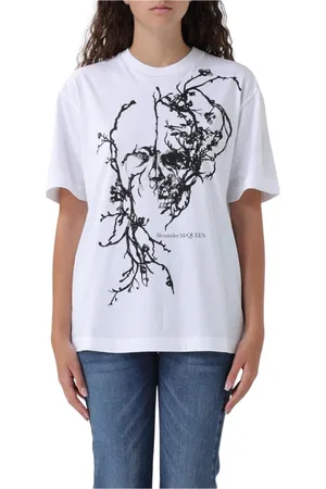 Alexander McQueen Top, Dame, Hvid, S, Bomuld, Blomstret kranietee