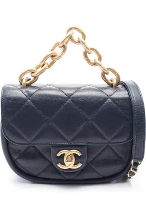 CHANEL Pre-owned, Dame, Blå, ONE SIZE, Uld, Pre-owned Laeder crossbody-tasker