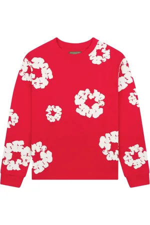 DENIM TEARS Sweathshirts & Hoodies, Herre, Rød, M, Bomuld, Rød Cotton Wreath Langærmet Tee