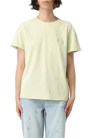 Liu Jo Top, Dame, Grøn, M, Uld, Grafisk Print T-shirt, Hvid, Stilfuld