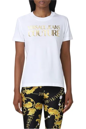 VERSACE Top, Dame, Hvid, 2XS, Bomuld, Luksus Logo Tee til Kvinder
