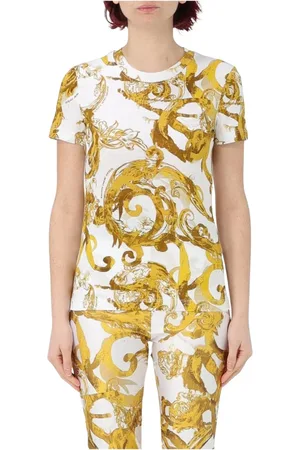 VERSACE Top, Dame, Flerfarvet, 2XS, Bomuld, Hvid Barok Print Tee
