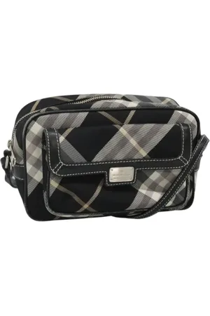 Burberry Pre-owned, Dame, Sort, ONE SIZE, Uld, Pre-owned Canvas skuldertasker