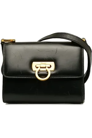 Salvatore Ferragamo Pre-owned, Dame, Sort, ONE SIZE, Uld, Pre-owned Laeder crossbody-tasker